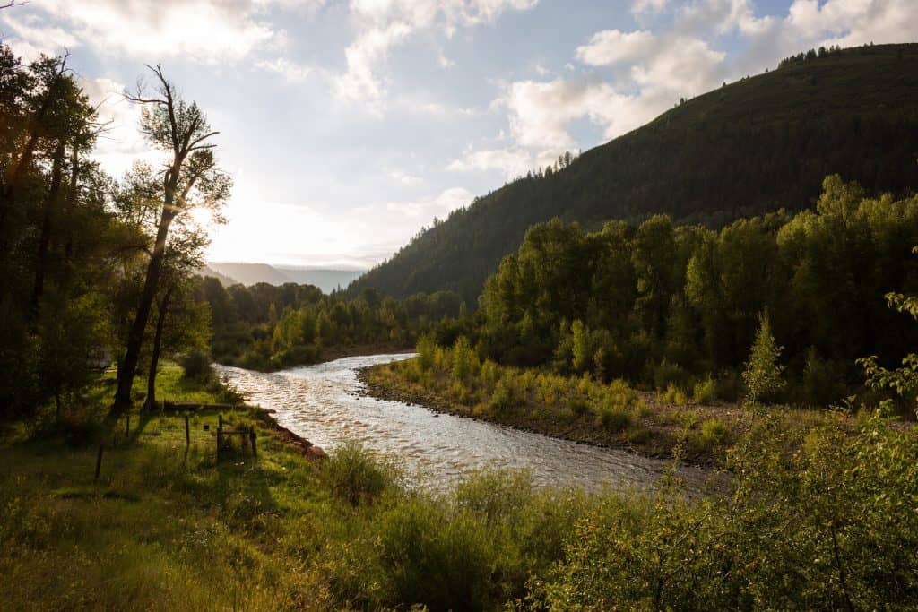 Dolores River in SW Colorado at sunset